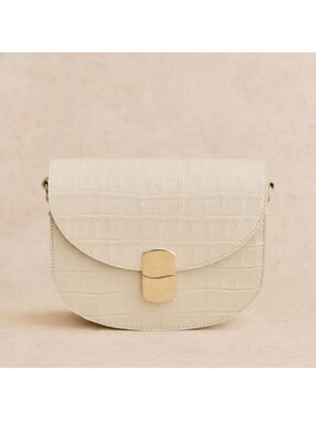 NWT Sézane Claude Bag Ecru Croco Embossed Leather Crossbody Shoulder Bag